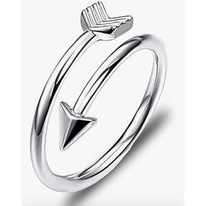 925 Sterling Silver Arrow‎ Adjustable Open Ring NEW